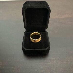 Stainless Steel Gold Our Father Ring Size 6